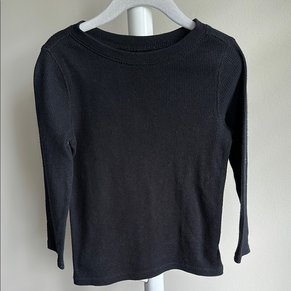 Old Navy Black Long Sleeve Waffle Knit Shirt 3T